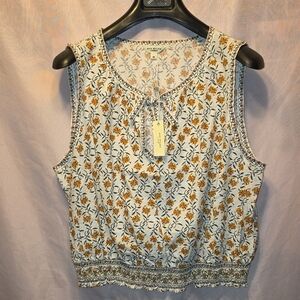 Max Studio Floral Sleeveless Top - Blue and Orange Womens XL (Virginia #7)
